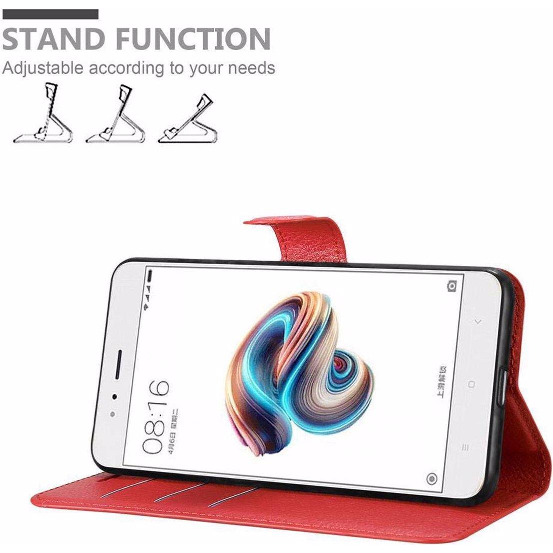 Thumbnail - Cadorabo Book mit Standfunktion Cover (Xiaomi Mi 5X), Smartphone Hülle, Rot