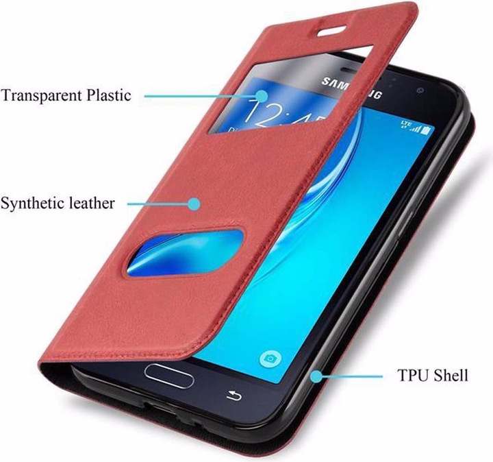 Produktbild Cadorabo Book mit View Doppelfenster Cover (Samsung Galaxy J1)