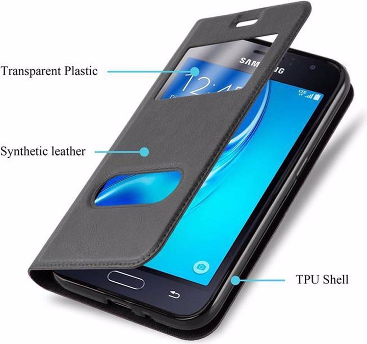 Produktbild Cadorabo Book mit View Doppelfenster Cover (Samsung Galaxy J1)