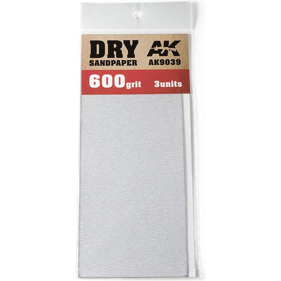 AK Interactive, Künstlerfarbe + Bastelfarbe, Dry Sandpaper 600 Grit. 3 units