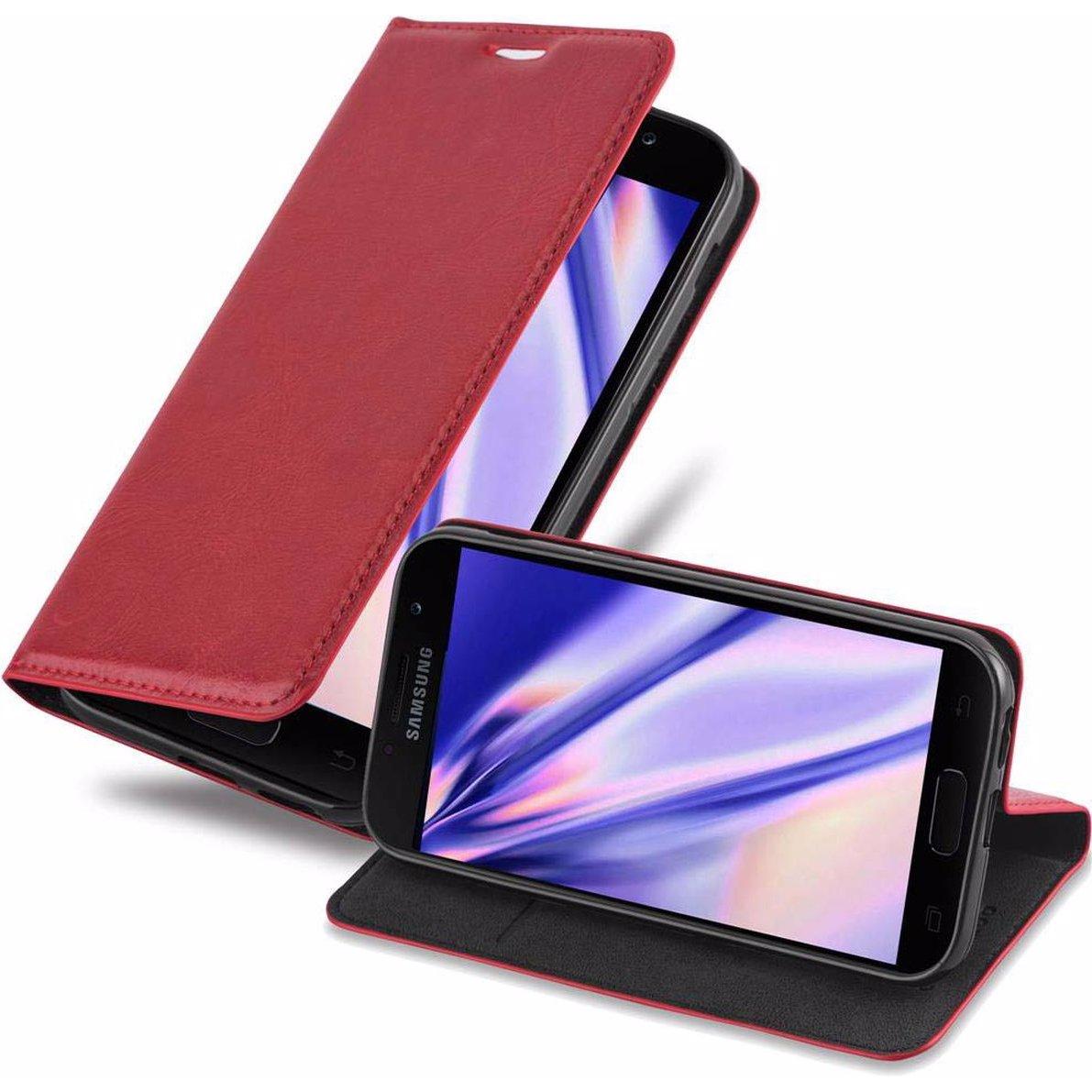 Cadorabo Book Invisible Magnet Cover (Samsung Galaxy A7 (2017)), Smartphone Hülle, Rot