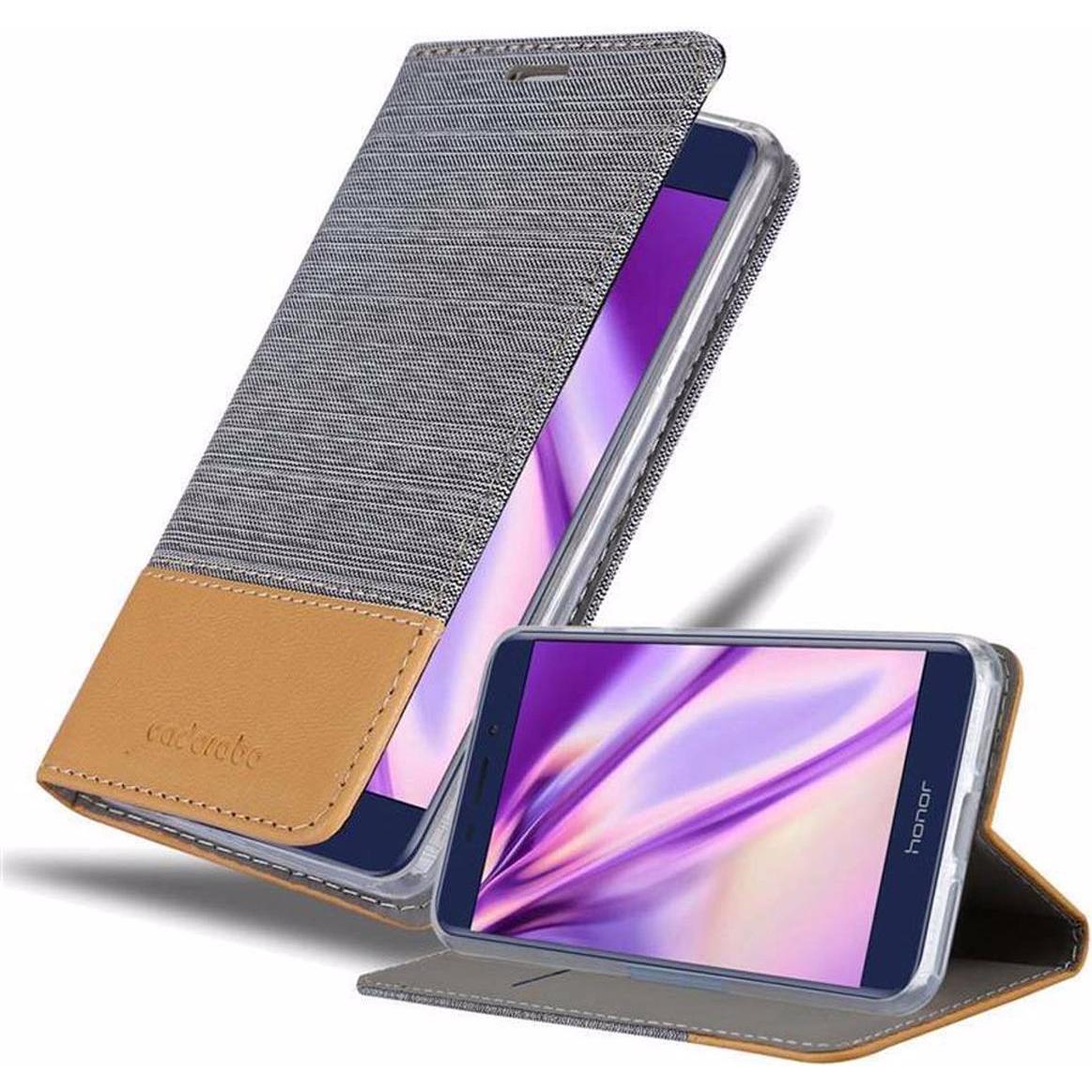 Cadorabo Jeans Optik (Honor V9 Play), Smartphone Hülle, Grau, Braun