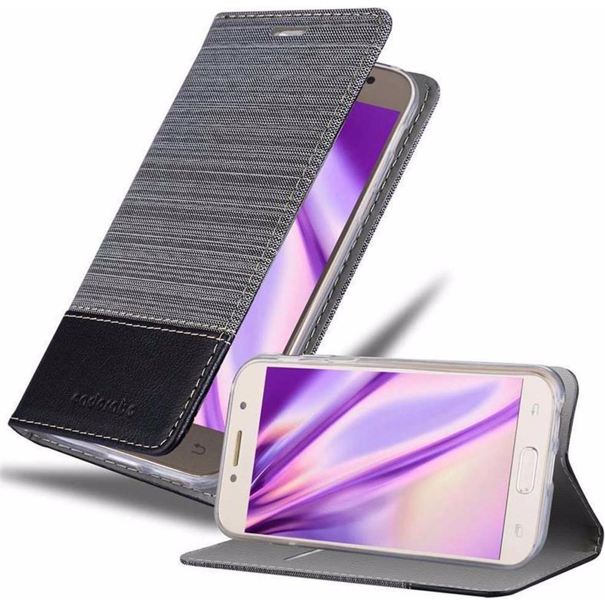 Cadorabo Book Jeans Optik Cover (Samsung Galaxy A7 (2017)), Smartphone Hülle, Grau