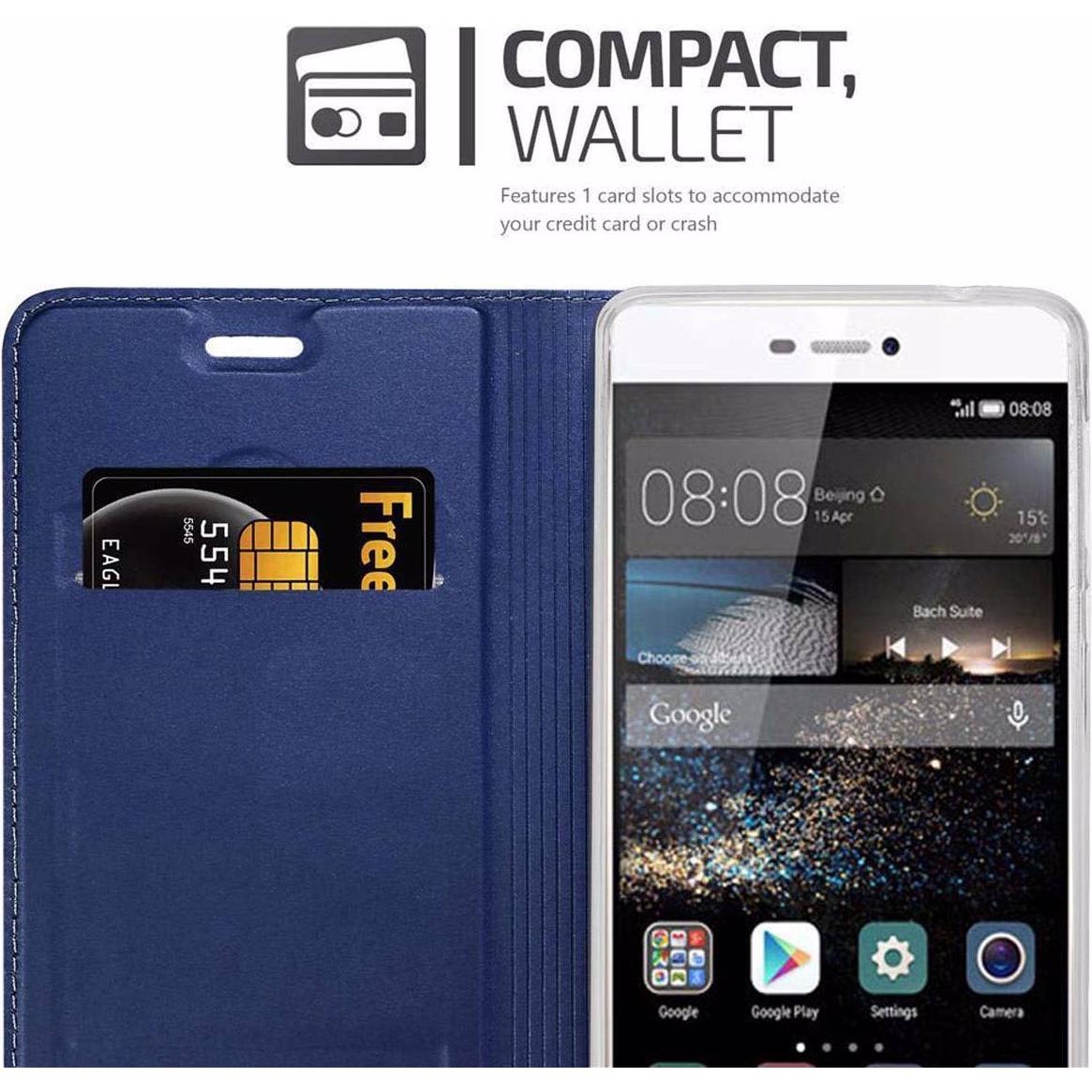 Thumbnail - Cadorabo Book Classy Style Cover (Huawei P8), Smartphone Hülle, Blau