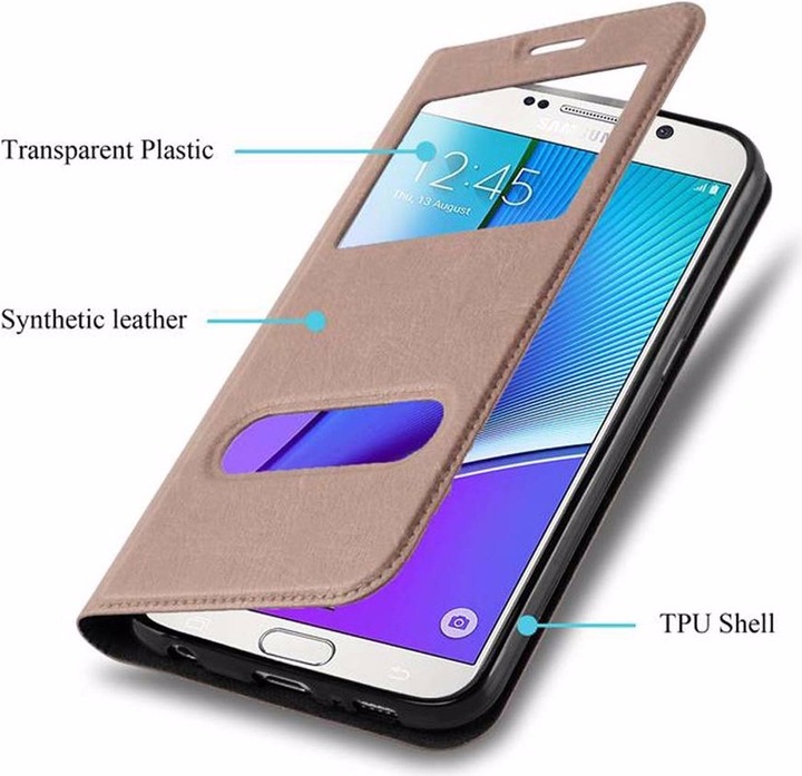 Actual product image Cadorabo Book with View double window cover (Samsung Galaxy Note 5)