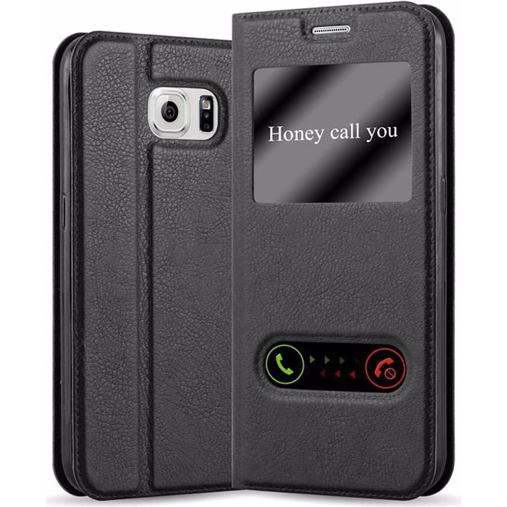 Cadorabo Book mit View Doppelfenster Cover (Samsung Galaxy Note 5), Smartphone Hülle, Schwarz