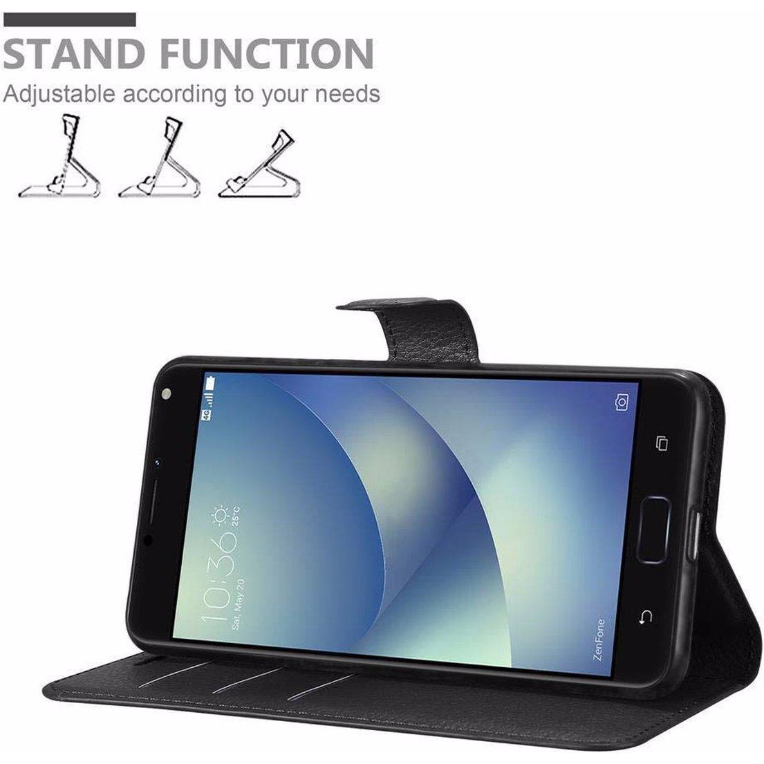 Thumbnail - Cadorabo Book mit Standfunktion Cover (Asus Zenfone 4 Max), Smartphone Hülle, Schwarz