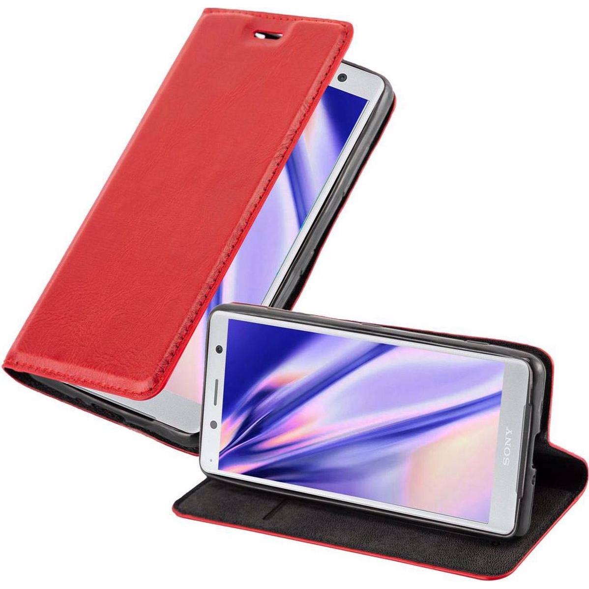 Cadorabo Book Invisible Magnet Cover (Sony Xperia XZ2), Smartphone Hülle, Rot