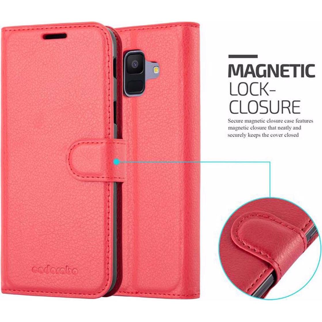 Thumbnail - Cadorabo Book mit Standfunktion Cover (Samsung Galaxy J6 (2018)), Smartphone Hülle, Rot