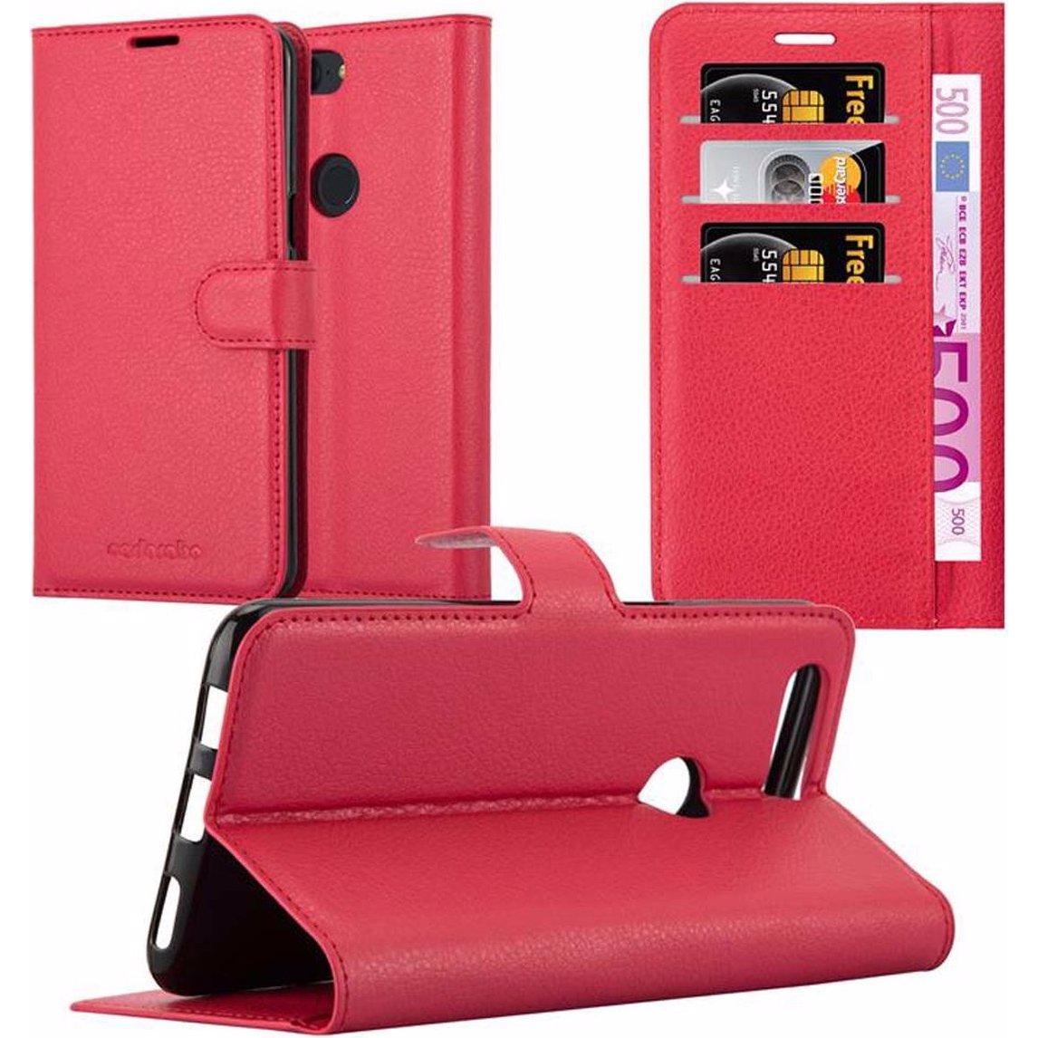 Cadorabo Book mit Standfunktion Cover (OnePlus 5T), Smartphone Hülle, Rot
