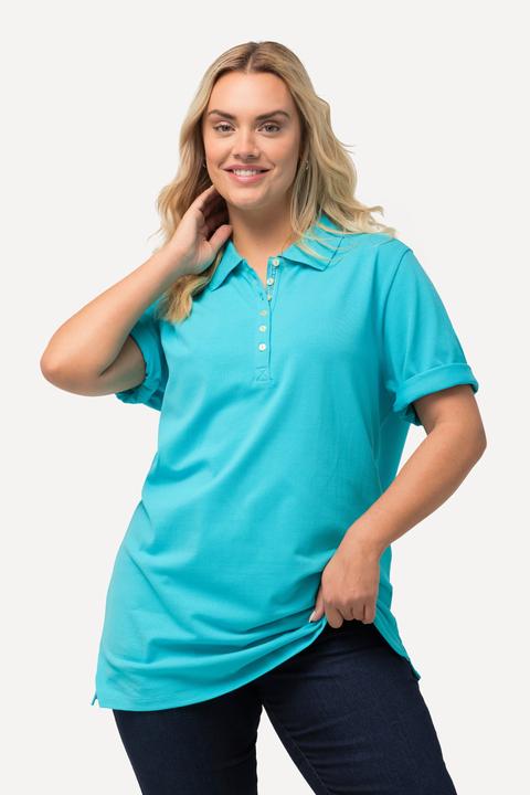 Immagine prodotto Ulla Popken Maglia polo in piqué con abbottonatura con nastro di velluto e mezze maniche (50, 52)