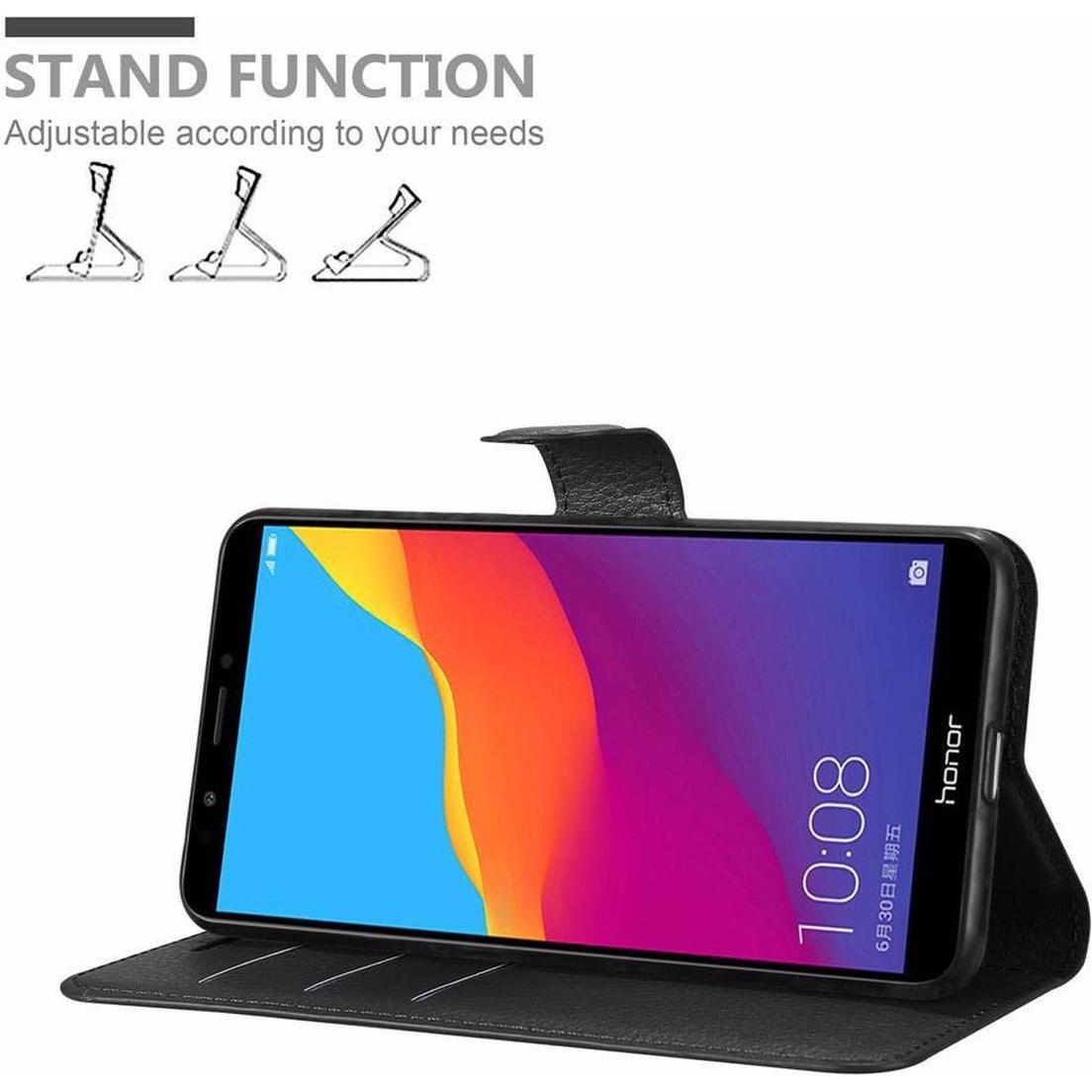 Thumbnail - Cadorabo Book mit Standfunktion Cover (Honor 7c), Smartphone Hülle, Schwarz