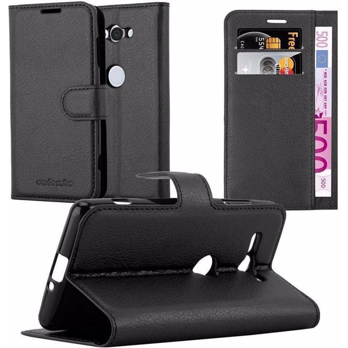 Cadorabo Book mit Standfunktion Cover (Sony Xperia XZ2 Compact), Smartphone Hülle, Schwarz