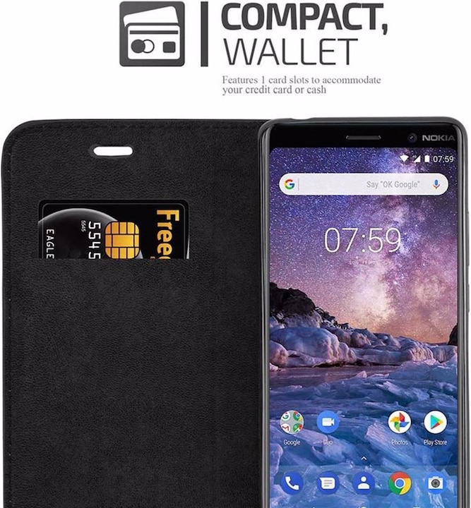 Actual product image Cadorabo Book Invisible Magnet Cover (Nokia 7 Plus)