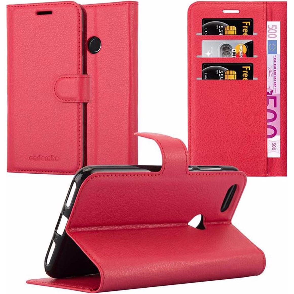 Cadorabo Book mit Standfunktion Cover (Huawei Y6 Pro), Smartphone Hülle, Rot