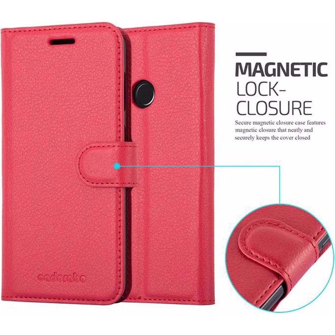 Thumbnail - Cadorabo Book mit Standfunktion Cover (Huawei Y6 Pro), Smartphone Hülle, Rot