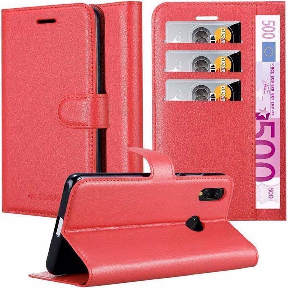 Cadorabo Book mit Standfunktion Cover (Xiaomi Redmi 7), Smartphone Hülle, Rot