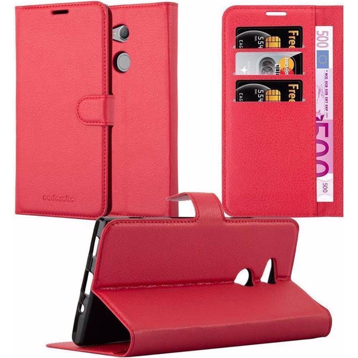 Cadorabo Book mit Standfunktion Cover (Sony Xperia XA2 Ultra), Smartphone Hülle, Rot