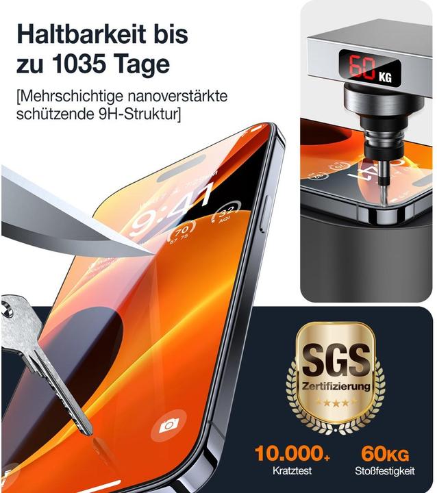 Actual product image Torras Diamond Panzerglas (1 Piece, Apple iPhone 15 Pro)