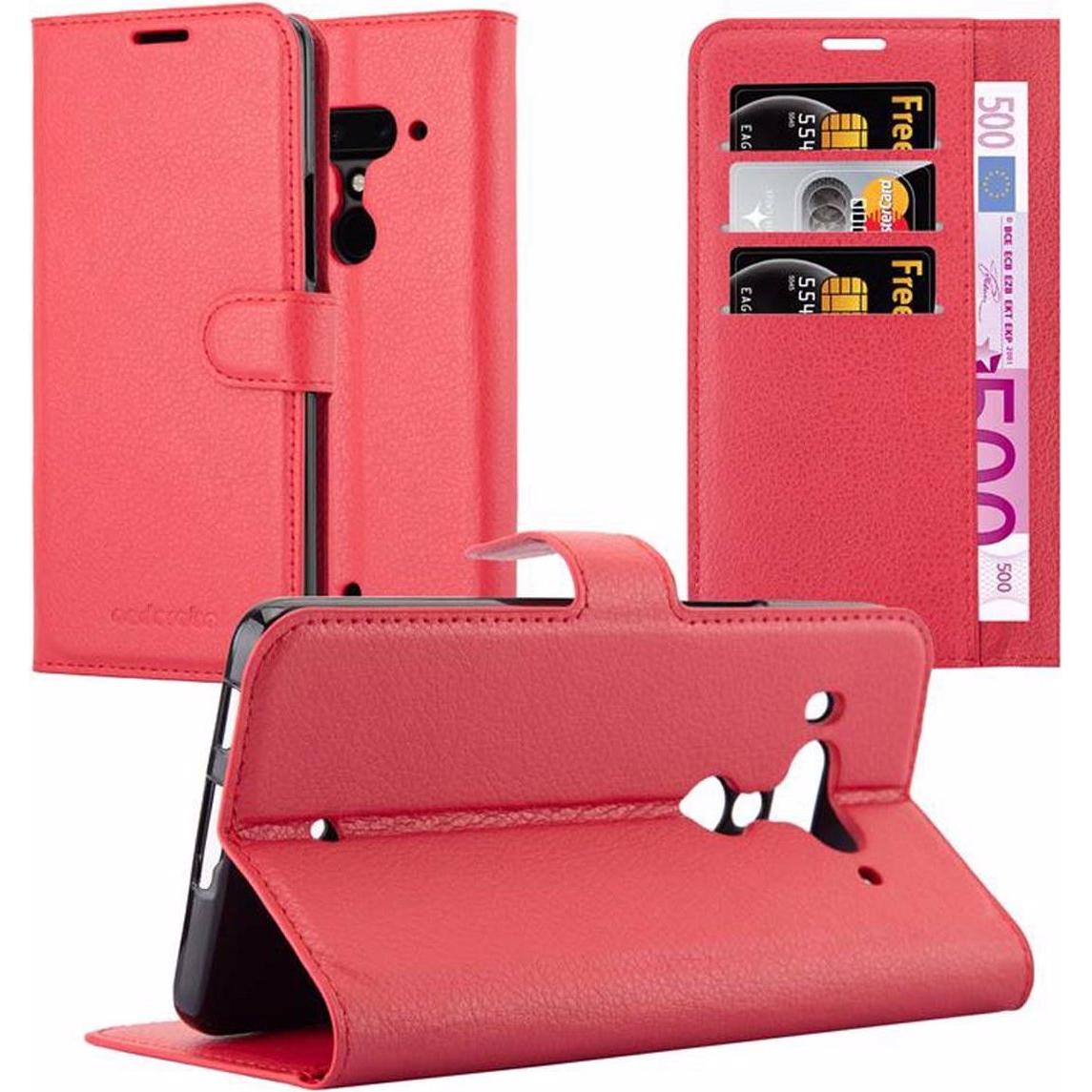 Cadorabo Book mit Standfunktion Cover (HTC U12+), Smartphone Hülle, Rot