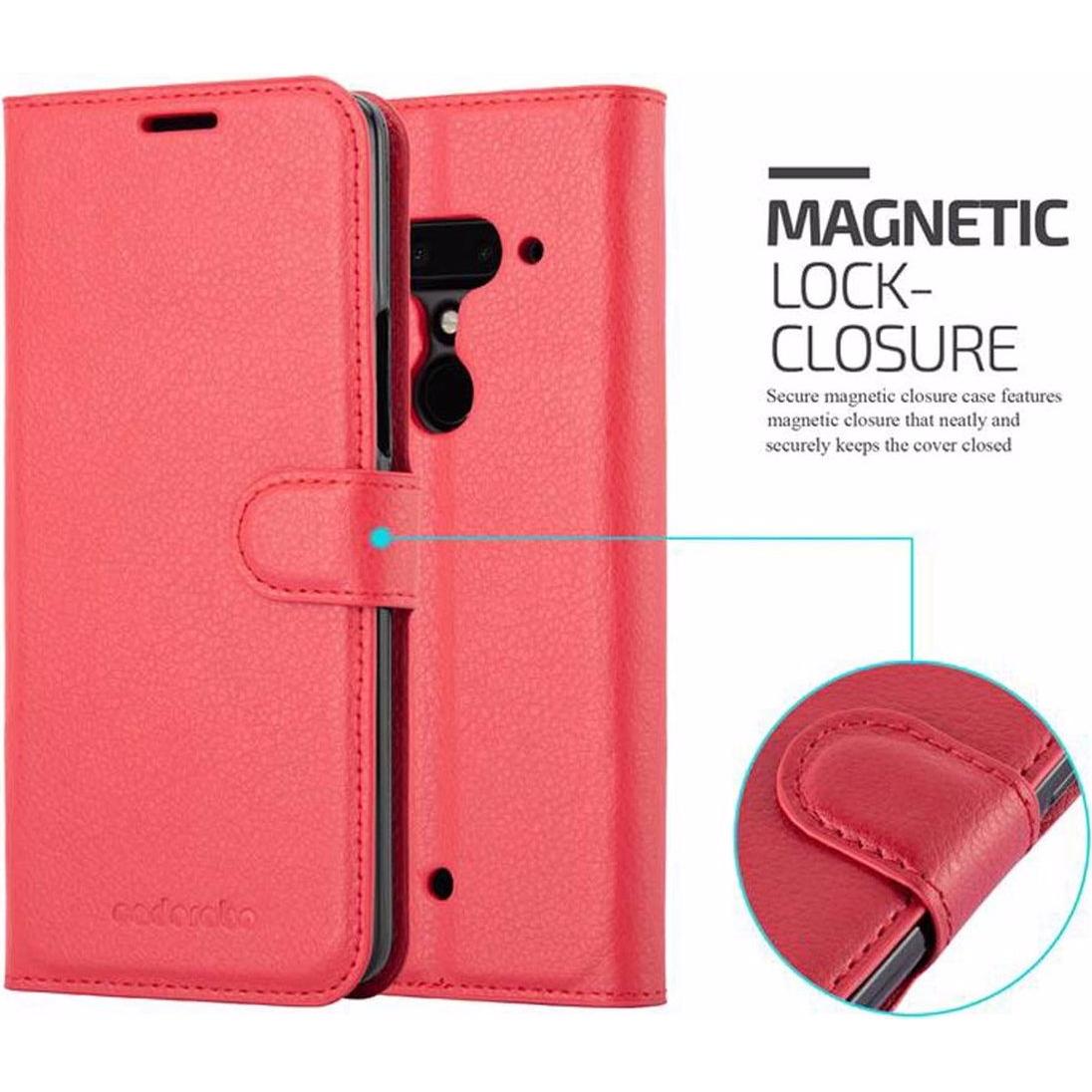 Thumbnail - Cadorabo Book mit Standfunktion Cover (HTC U12+), Smartphone Hülle, Rot