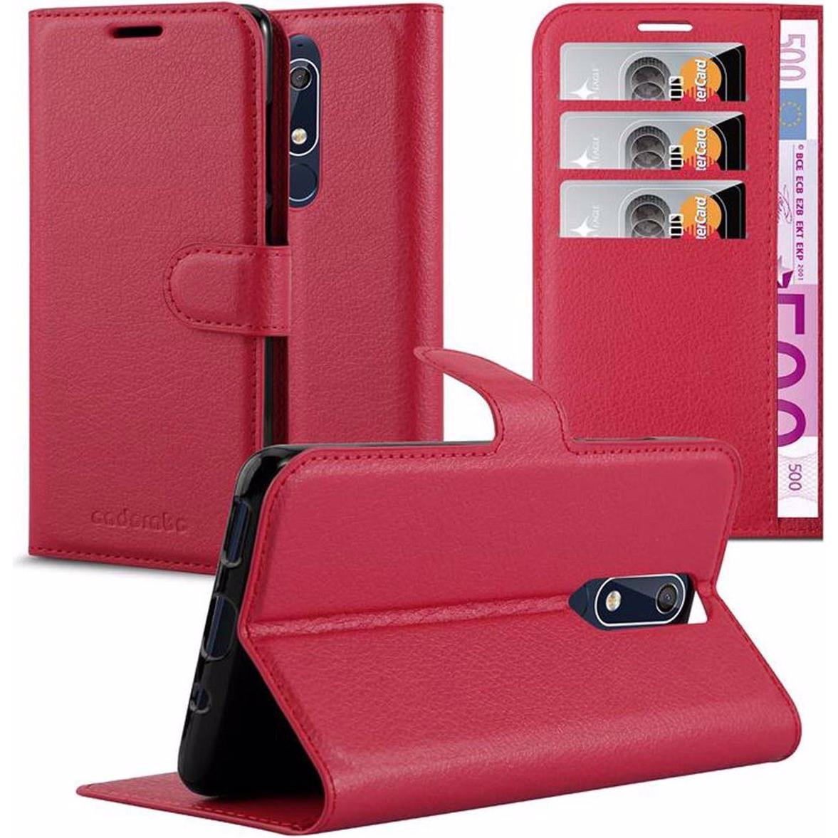 Cadorabo Book mit Standfunktion Cover (Nokia 5.1), Smartphone Hülle, Rot
