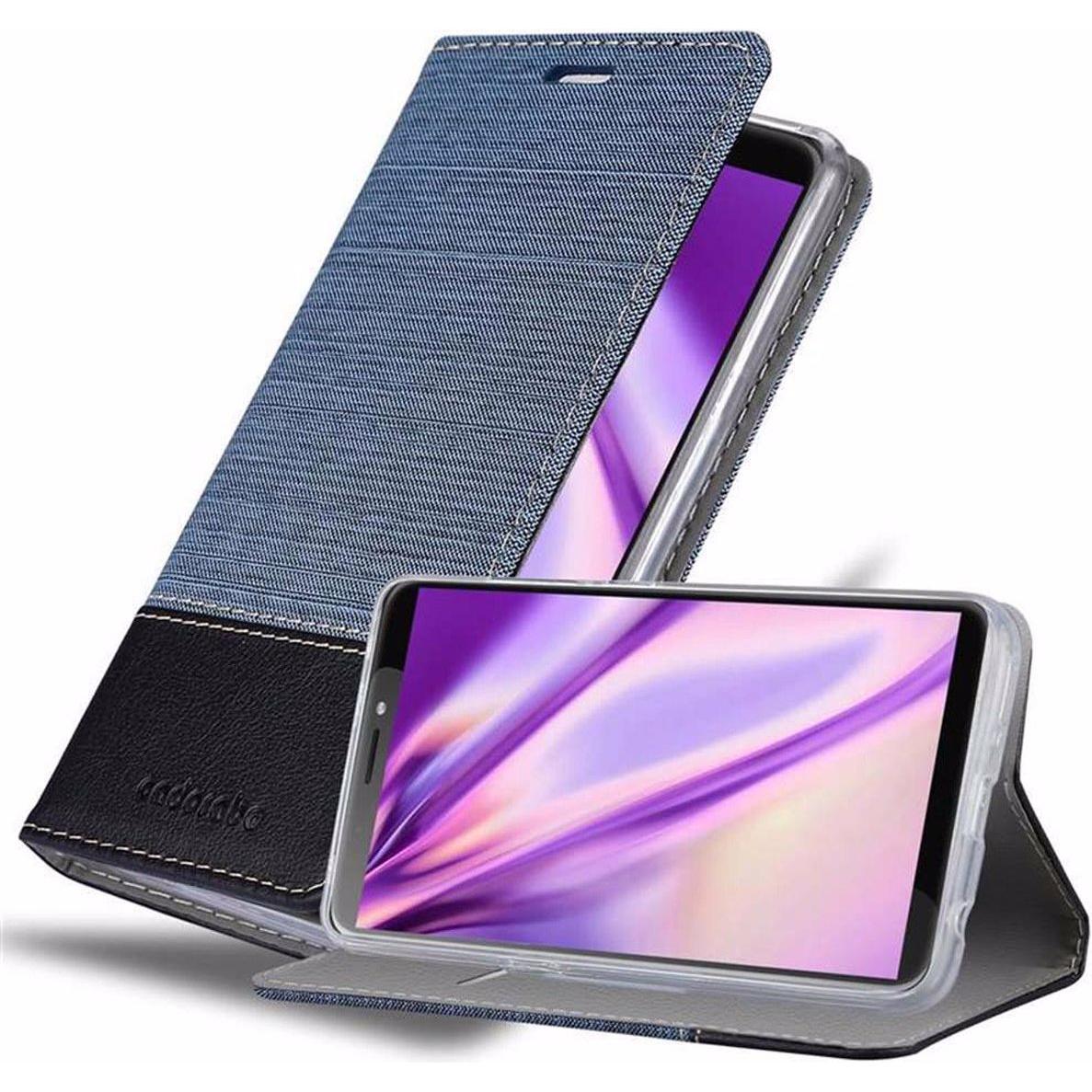 Cadorabo Book Jeans Optik Cover (HTC Desire 12+), Smartphone Hülle, Blau