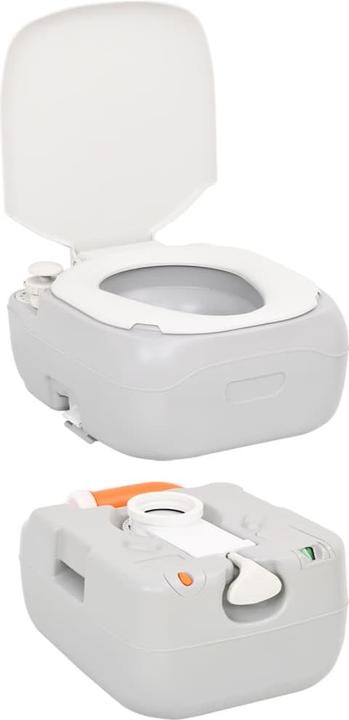 Actual product image vidaXL Camping Toilet Portable Grey and White 22+12 L HDPE