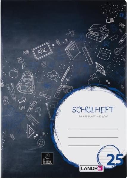 Actual product image Landré A4 2-fold-saddle stitching exercise book (A4, Lined, Hardcover)