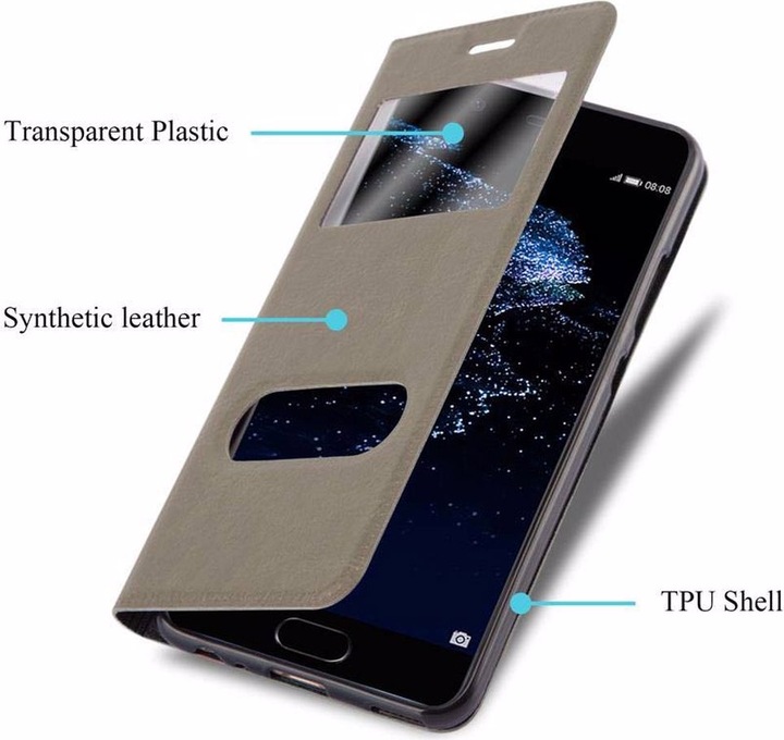 Actual product image Cadorabo Book with View double window cover (Huawei P10 Plus)