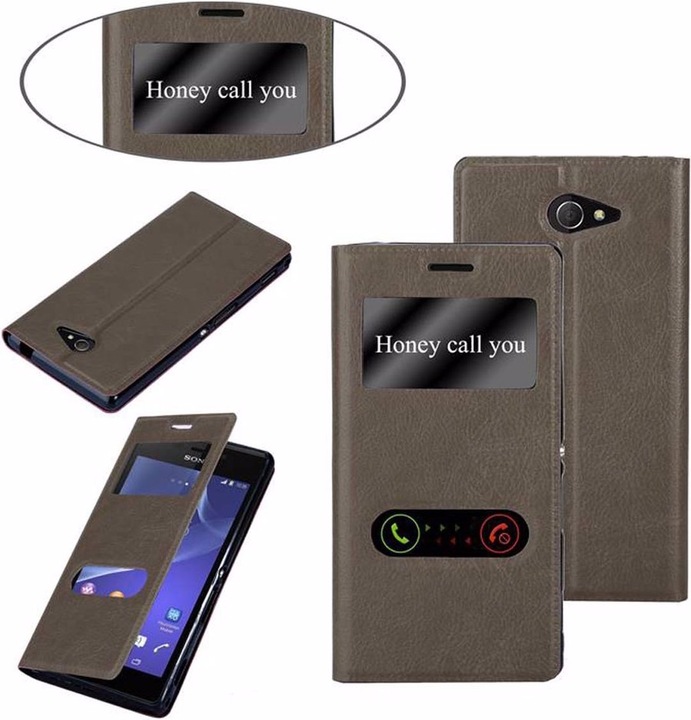 Actual product image Cadorabo Book with View double window cover (Sony Xperia M2, Sony Xperia M2 Aqua)