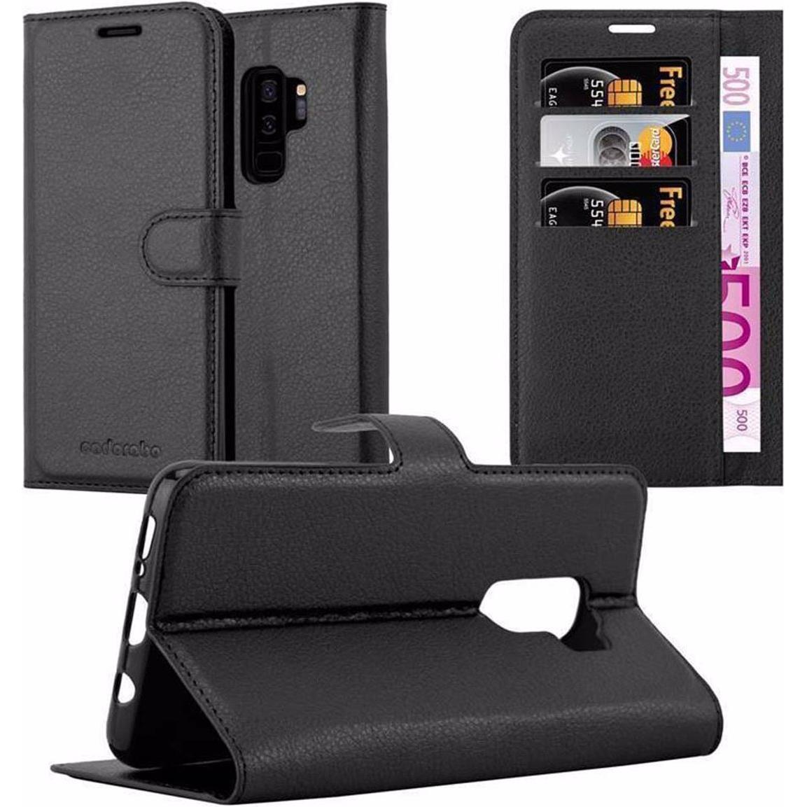 Cadorabo Book mit Standfunktion Cover (Samsung Galaxy S9+), Smartphone Hülle, Schwarz