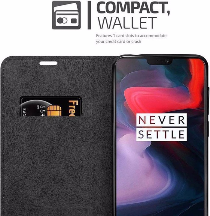 Actual product image Cadorabo Book Invisible Magnet Cover (OnePlus 6)