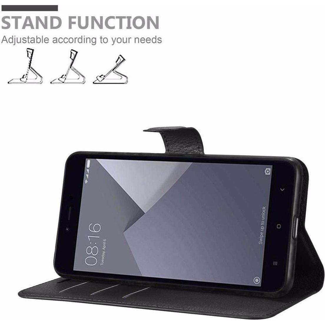 Thumbnail - Cadorabo Book mit Standfunktion Cover (Xiaomi Redmi Note 5A), Smartphone Hülle, Schwarz