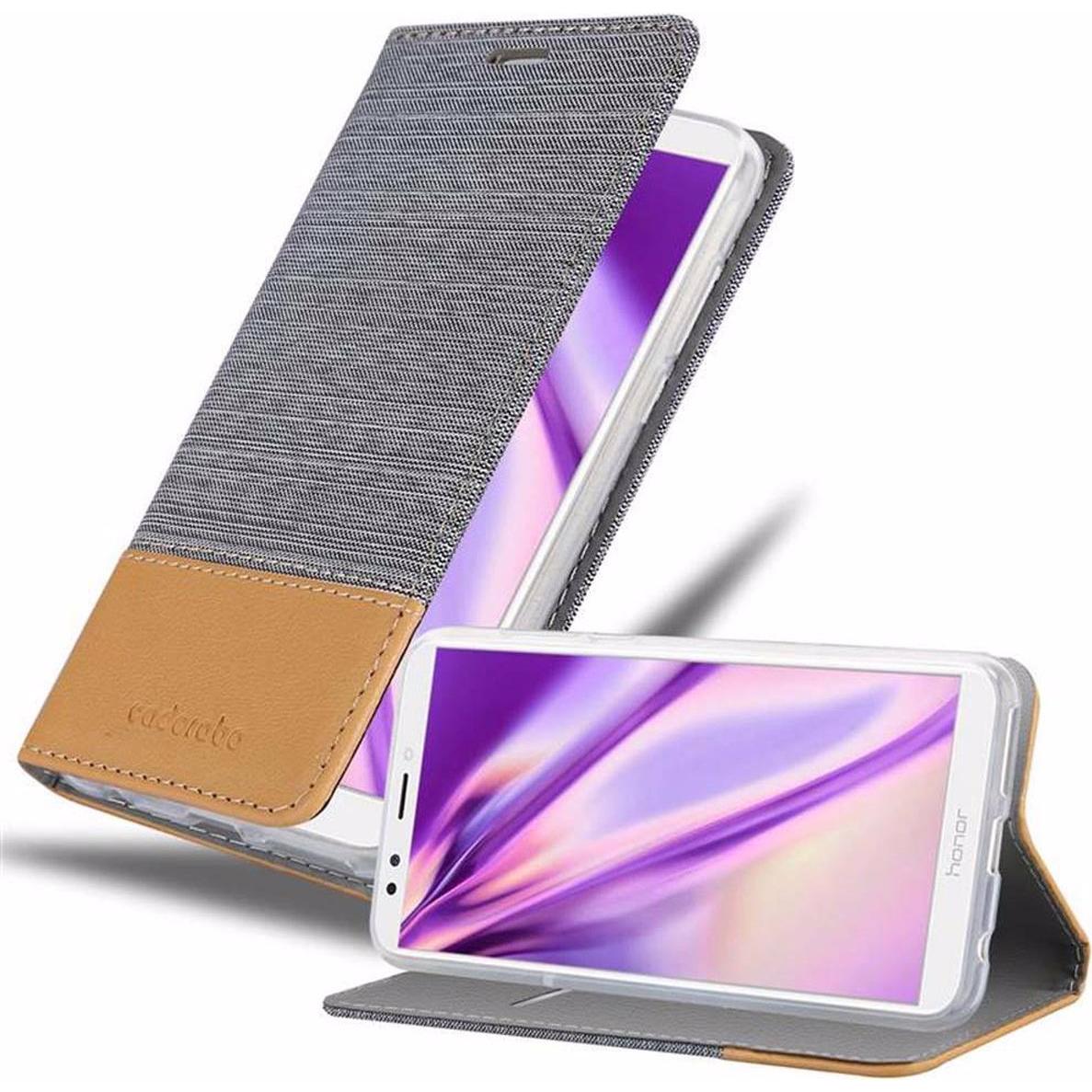 Cadorabo Jeans Optik (Huawei Y7 (2018)), Smartphone Hülle, Grau, Braun