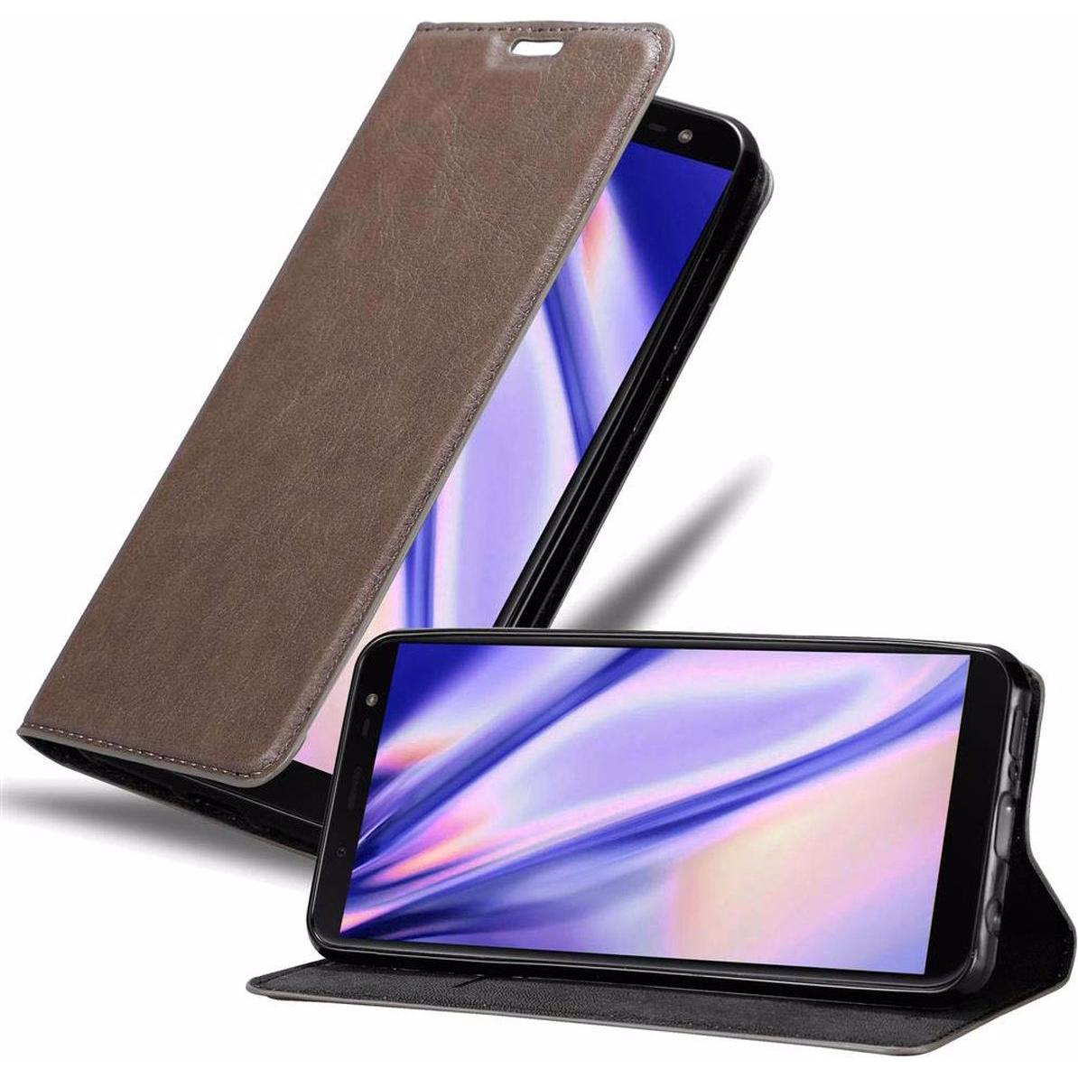 Cadorabo Book Invisible Magnet Cover (Samsung Galaxy J6 (2018)), Smartphone Hülle, Braun