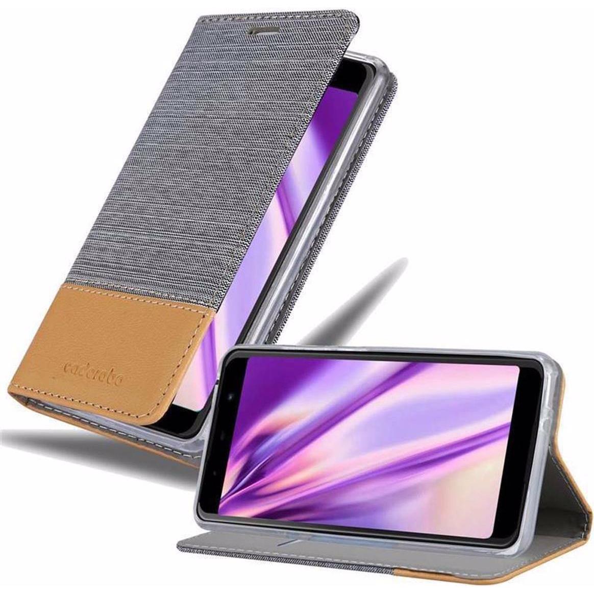 Cadorabo Jeans Optik (Wiko Lenny 5), Smartphone Hülle, Grau, Braun