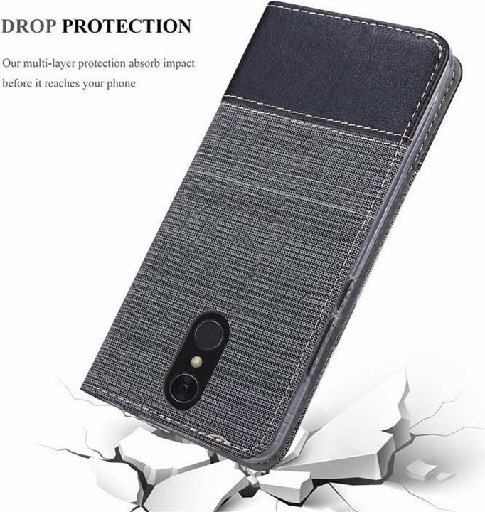 Produktbild Cadorabo Book Jeans Optik Cover (LG Q7a)
