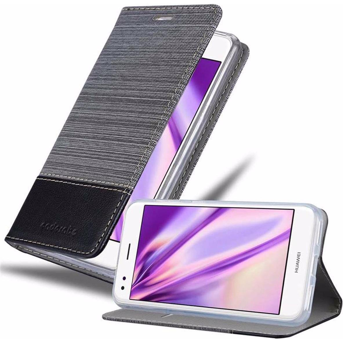 Cadorabo Book Jeans Optik Cover (Huawei Enjoy 7), Smartphone Hülle, Grau