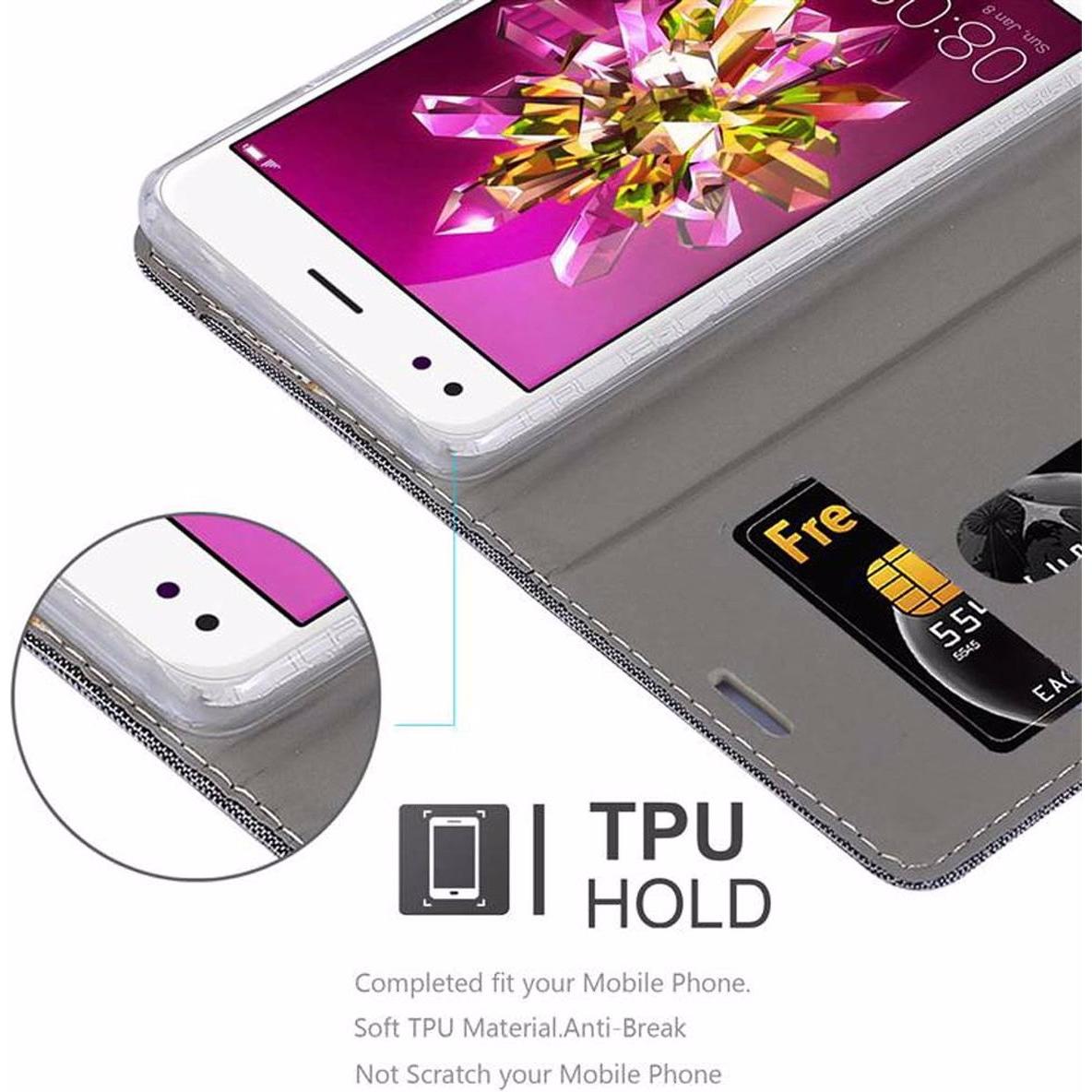 Thumbnail - Cadorabo Book Jeans Optik Cover (Huawei Enjoy 7), Smartphone Hülle, Grau