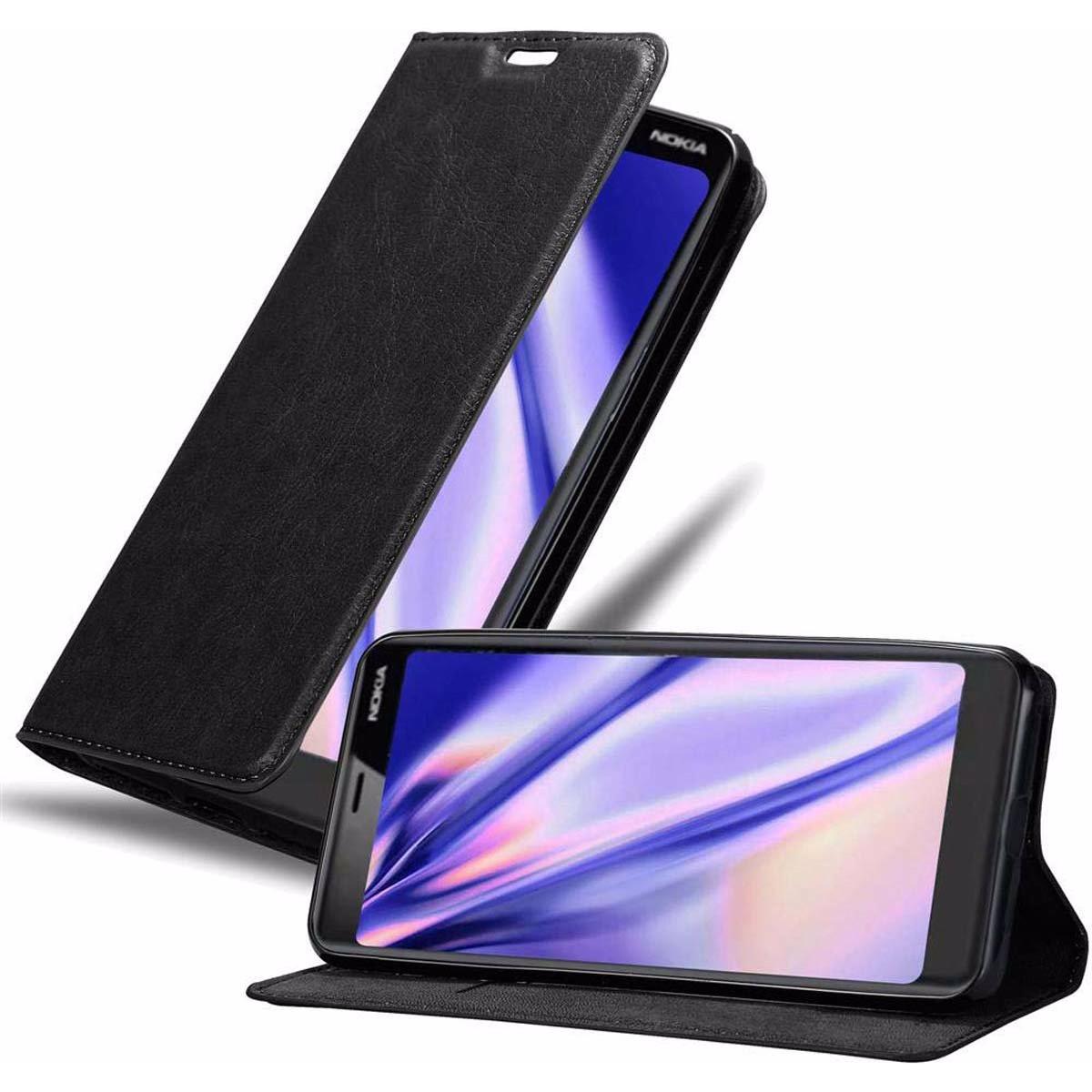 Cadorabo Book Invisible Magnet Cover (Nokia 5.1), Smartphone Hülle, Schwarz