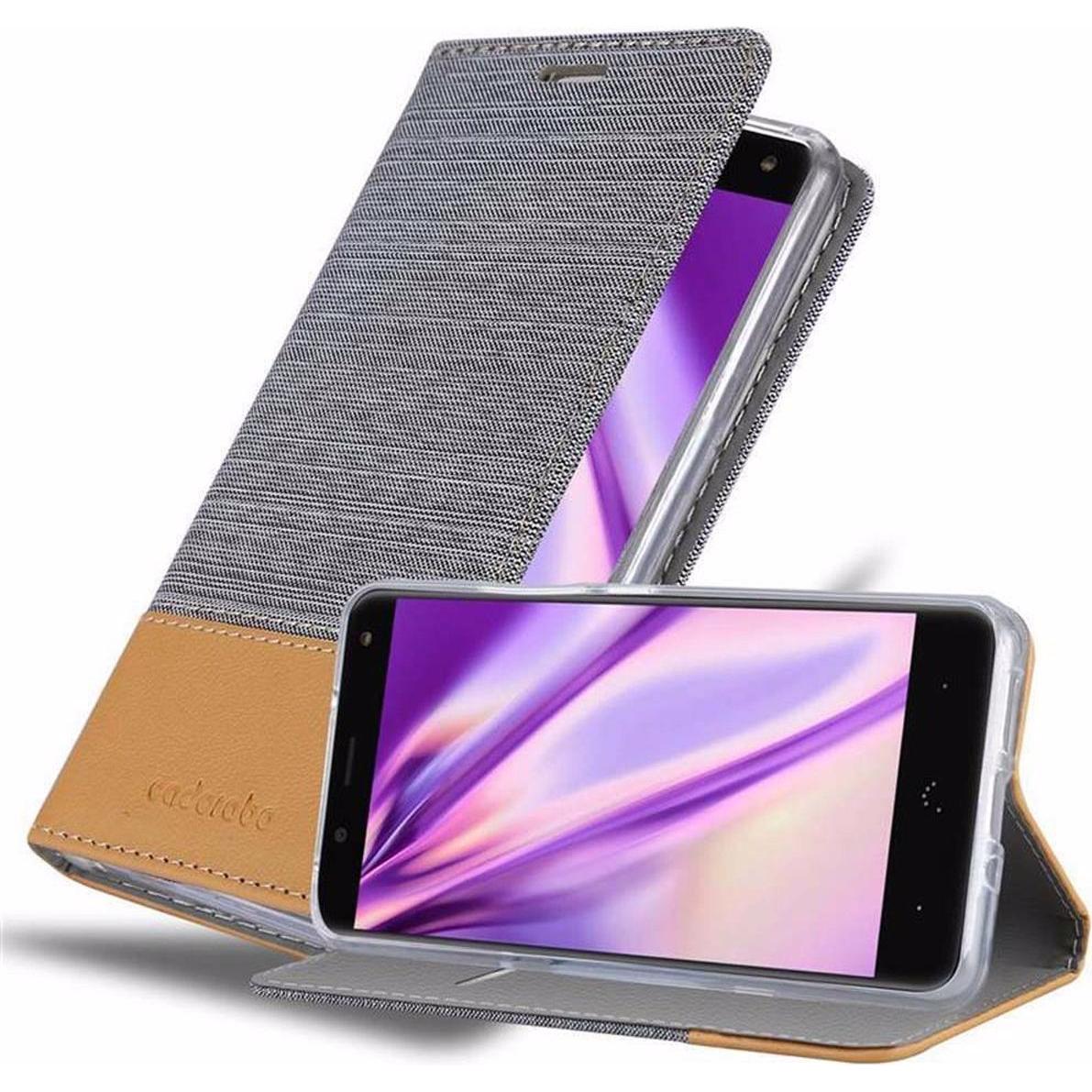 Cadorabo Jeans Optik (BQ Aquaris VS, BQ Aquaris V), Smartphone Hülle, Braun, Grau