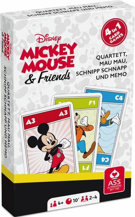 ASS Altenburg 22501530 - Disney Mickey & Friends: Quartet 4 in 1, for 2-4 Players, from 4 Years (English)