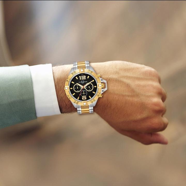 Image du produit Spears & Walker Montre à quartz pour homme Varus II en acier inoxydable argenté/or jaune - 23244 (Chronographe, 50 mm)