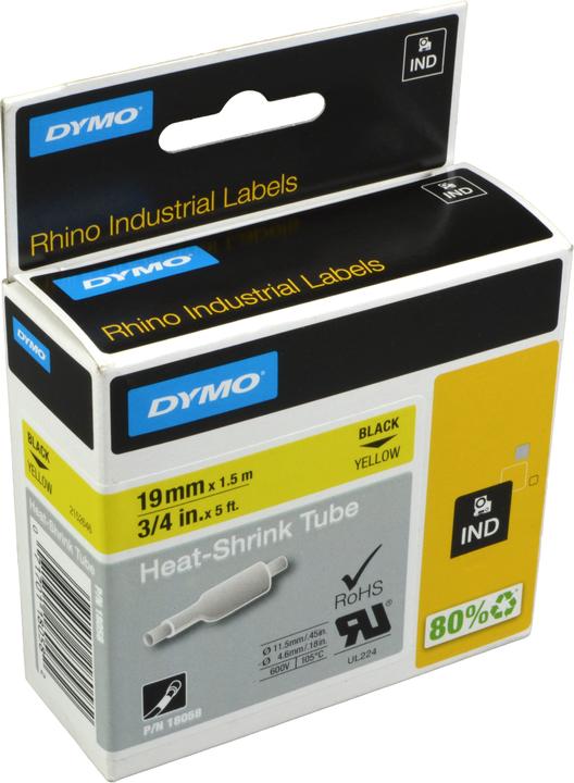 Actual product image Dymo Rhino Heat Shrink Tube 19mm Yellow (1.90 cm, Yellow)