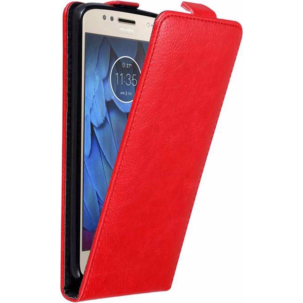 Cadorabo Flip wie Invisible Cover (Motorola Moto G5S), Smartphone Hülle, Rot
