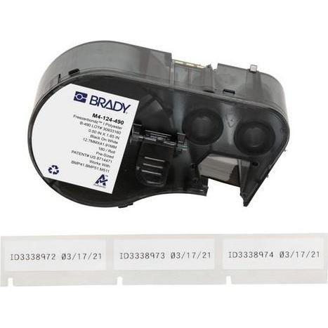 Brady, Etiketten, M4-124-490, FreezerBondz(TM), Polyester, Schwarz auf weiss, 12.70 x 41.91 mm, permanent (180