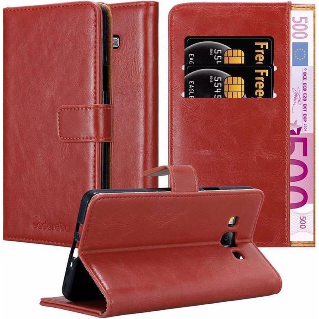 Cadorabo Book Luxury Cover (Samsung Galaxy A7), Smartphone Hülle, Rot