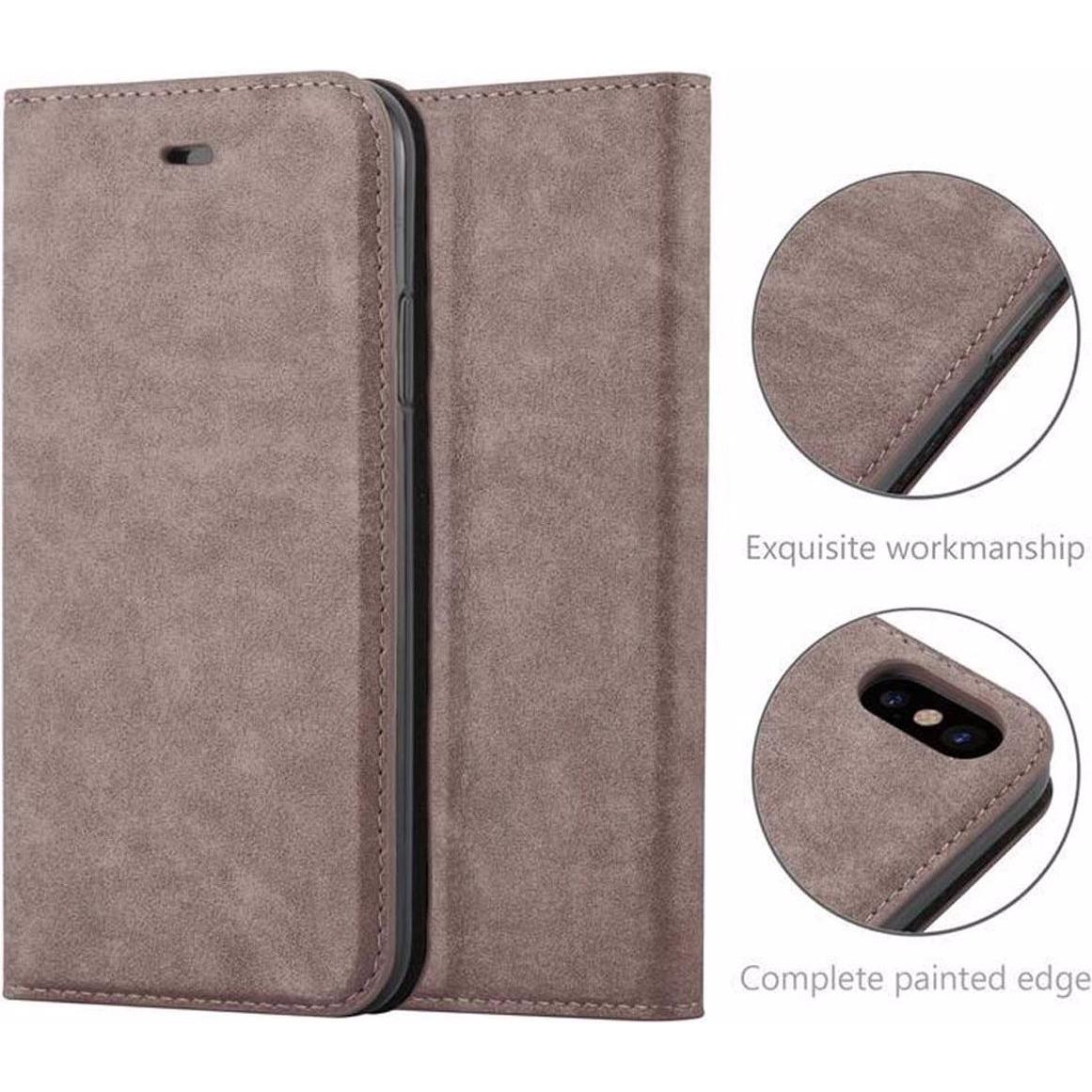 Thumbnail - Cadorabo Book Invisible Magnet Cover (Apple iPhone XS Max), Smartphone Hülle, Braun