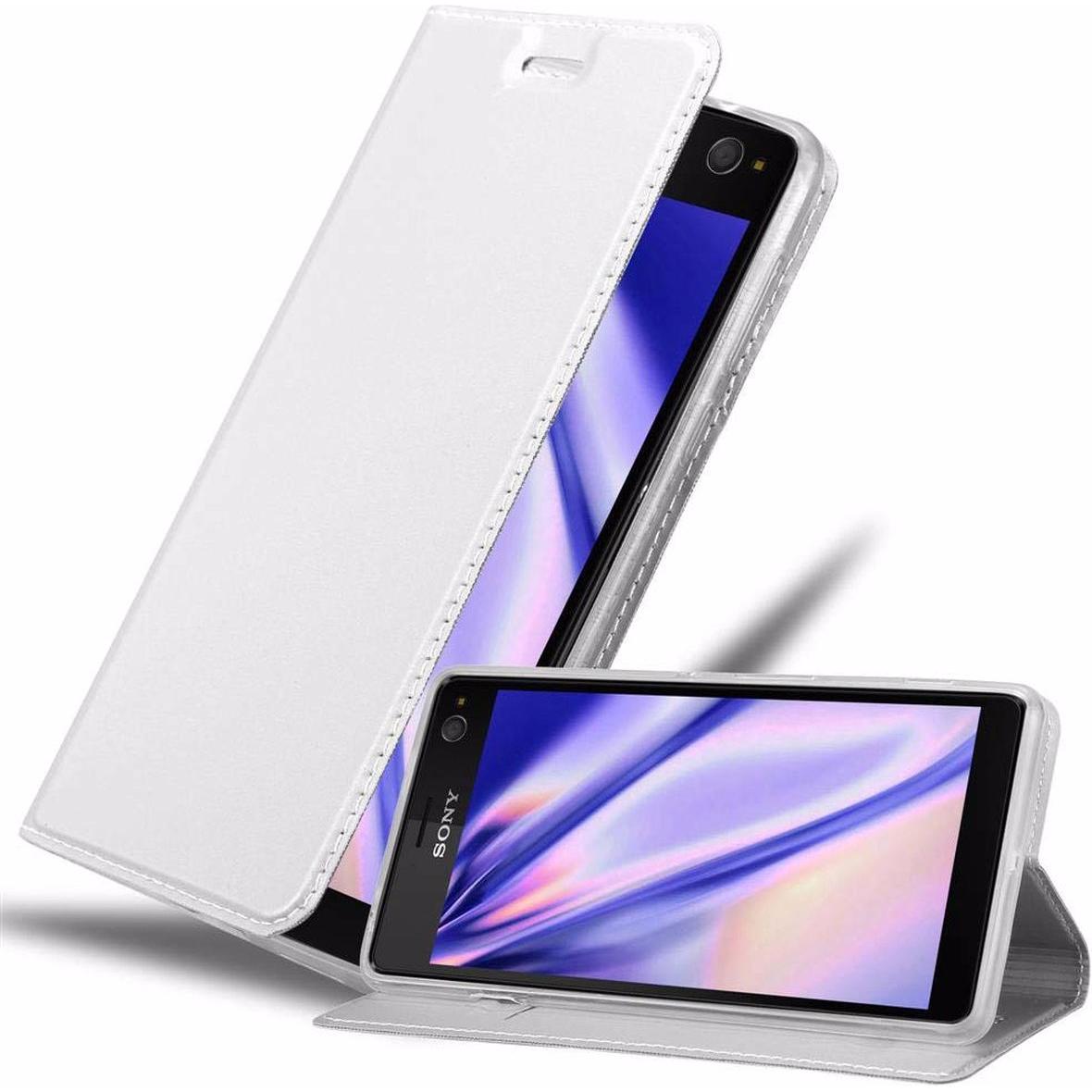 Cadorabo Book Classy Style Cover (Sony Xperia C4), Smartphone Hülle, Silber